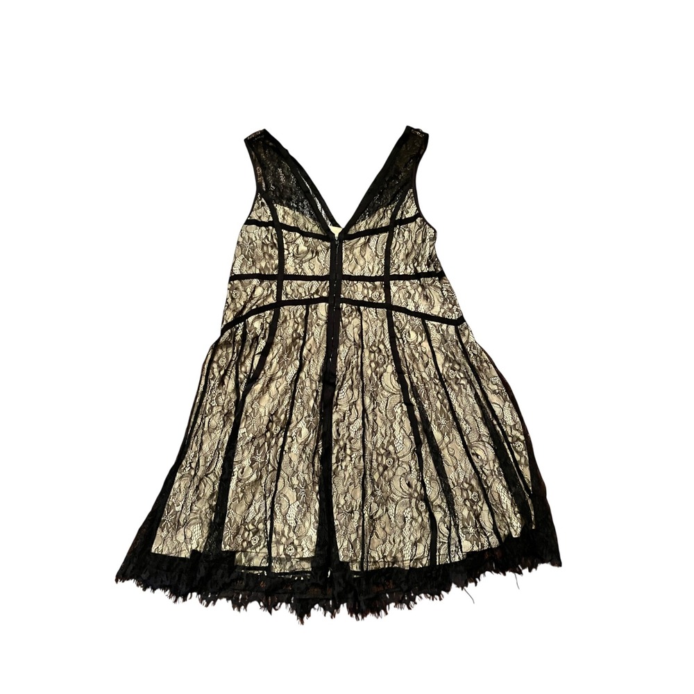 Torrid Lace Skater Dress Womens Black Nude Sleeveless V-Neck Flare 18